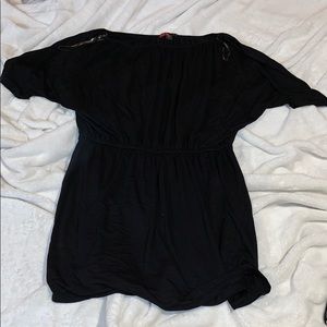 Black off the shoulder half sleeve dress